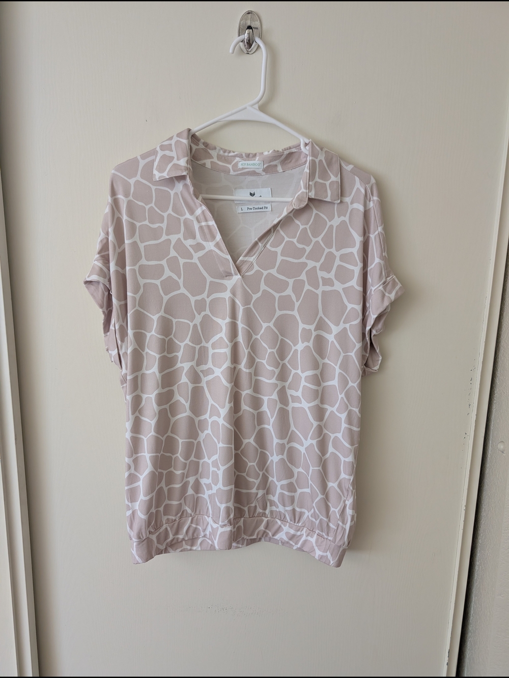 Buttercloth Womens Large Conquest In Icy Bamboo Sand Blouse Pre Tucked Fit